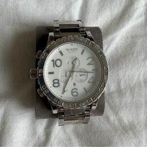 Nixon Silver-Tone Chronograph Watch